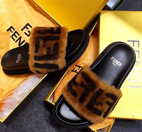 how to make fendi fur slides|Fendi leather flat slides.